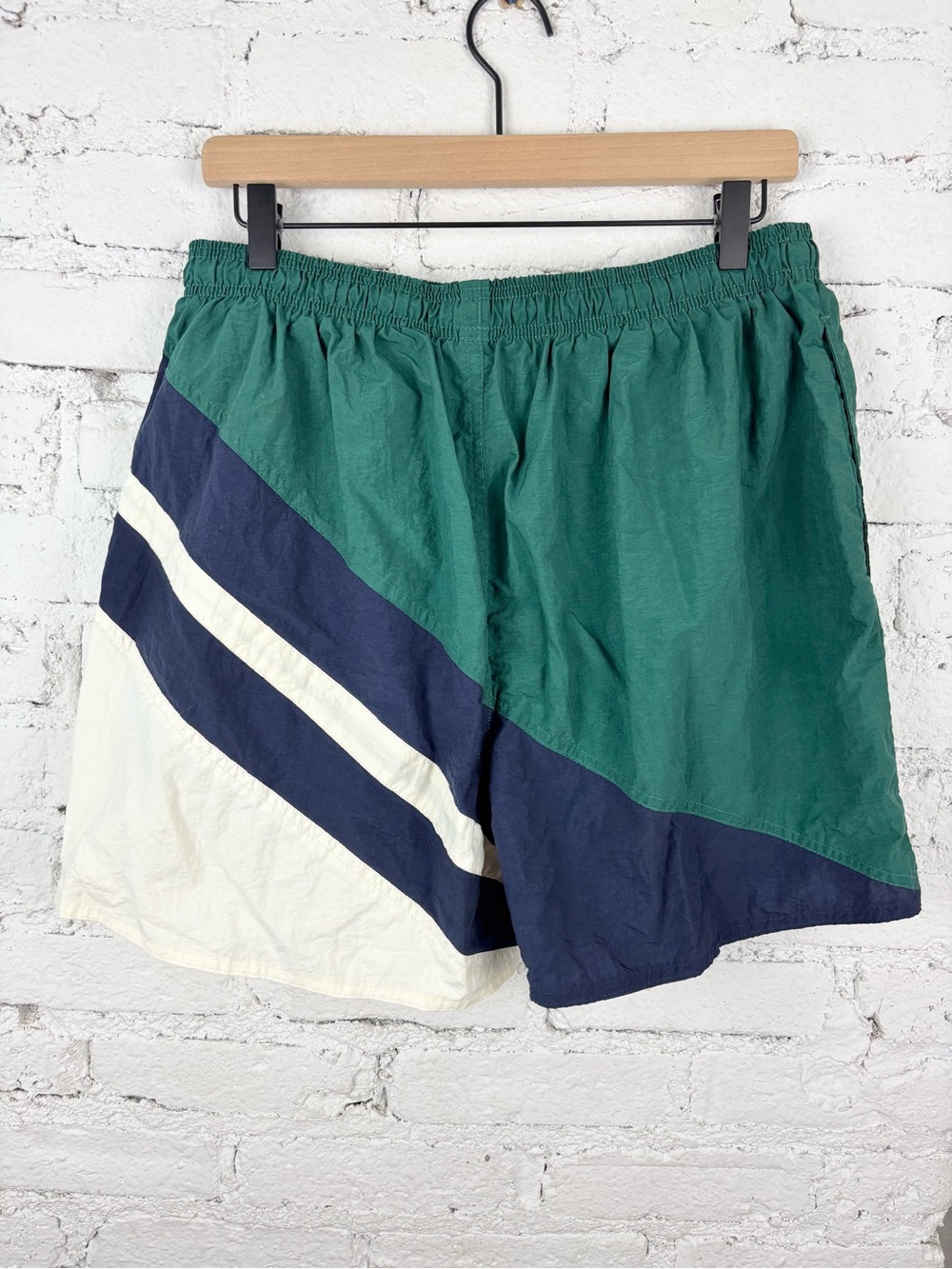 Vintage 90’s Athletic Works Green & White Elastic Waist Sport Shorts